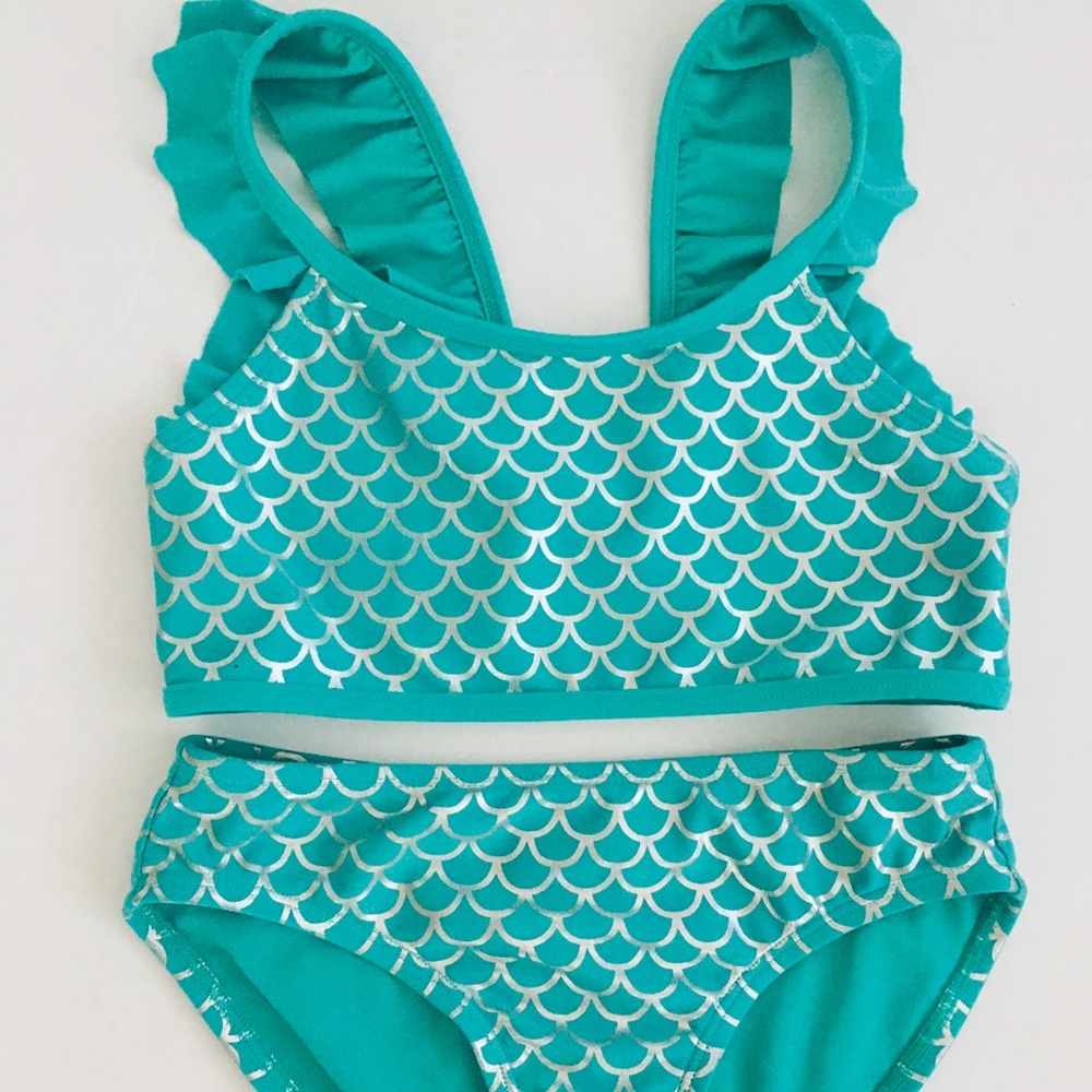 Girls 6x Mermaid Design Swimsuit